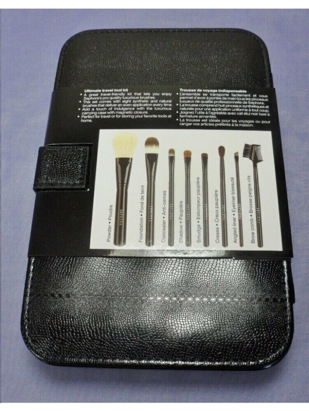 Sephora Ultimate Travel Tool kit Brush Set Black 8 pc $210 Value Brand New
